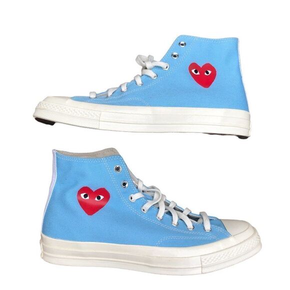 LIMITED Edition CDG Converse X Comme Des Garcons Play Bright Blue Size 11 - Picture 12 of 15